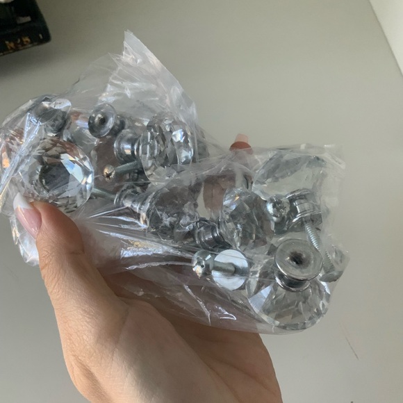 Crystal Diamond Shaped Silver Drawer Dresser Knobs Pulls Handles Set Bundle NEW - Picture 10 of 14